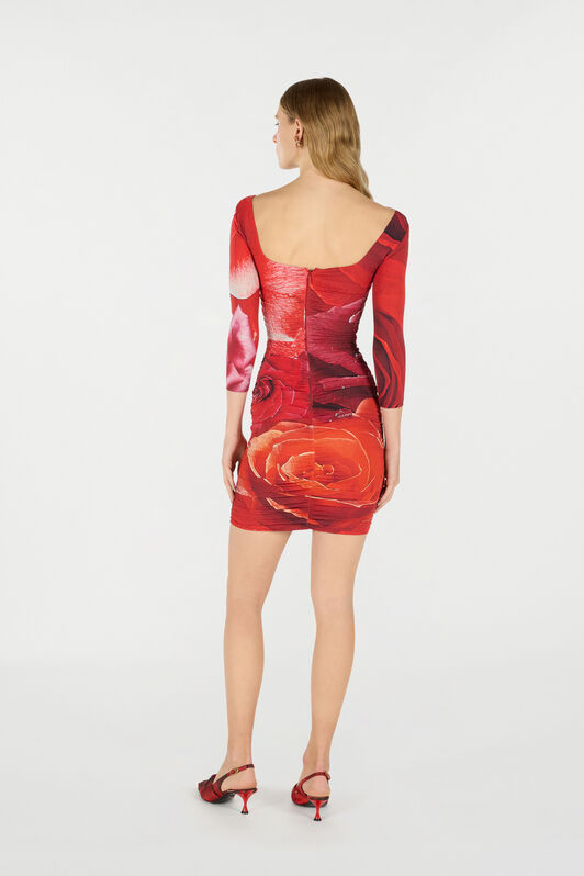 RC Rose-Print Mini Dress Red UKT103-LNN48