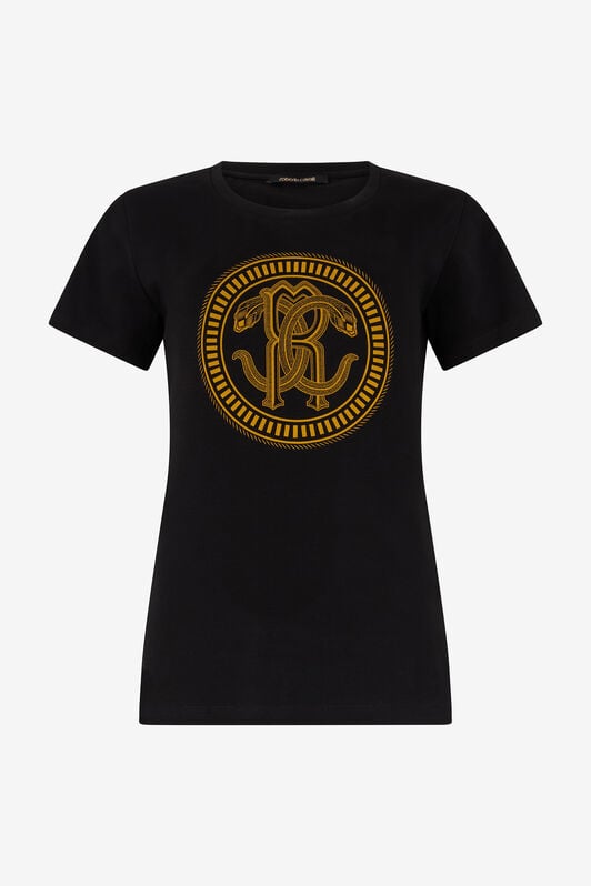 RC T-shirt in Cotone Nera con Logo BLACK QOT60C-JV060