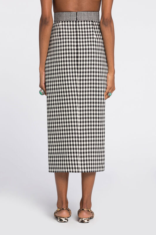 RC Houndstooth and Gingham Pencil Skirt Black/White RKT306-GA007
