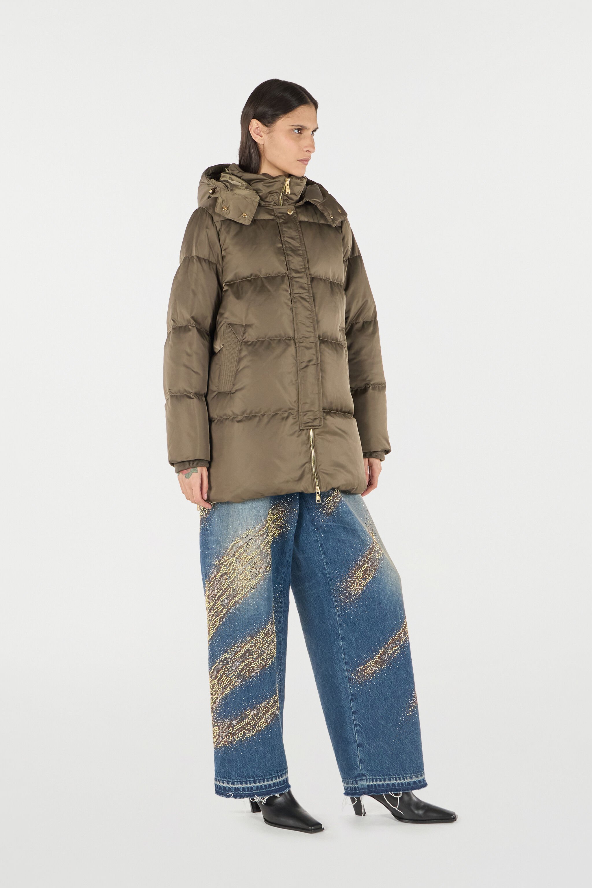 RC Braune Daunenjacke MILITARY GREEN OOT40L-SBO03