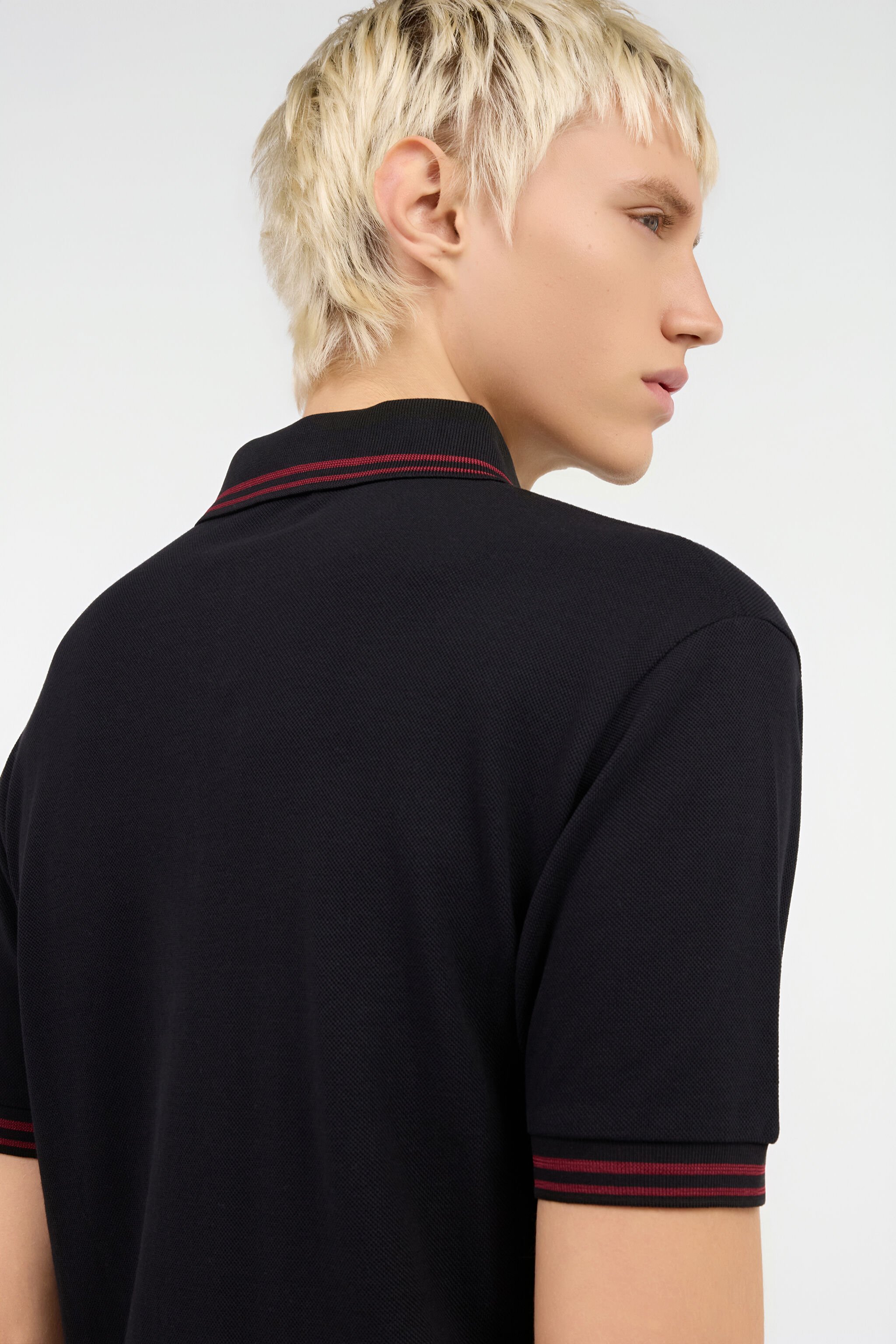 RC Black Polo With Striped Trim RC Black Polo With Striped Trim BLACK ROT60G-KB003