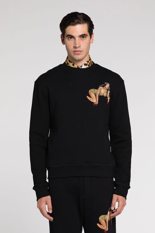 RC Embroidered Cotton Sweatshirt Black RRT68G-CF050