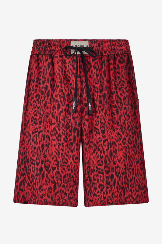 JC Shorts With Jaguar Skin Print Red UFT013-UF033
