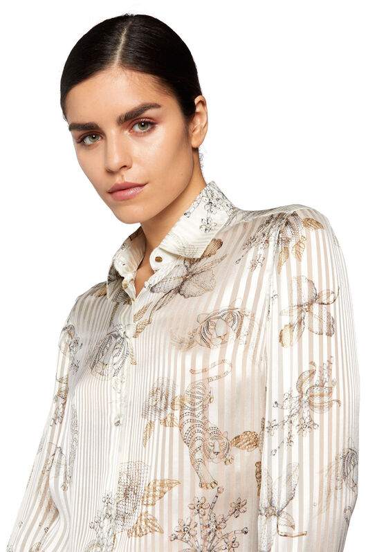 RC Seidenbluse mit Diamond Brooches Print Weiß MQT705-1TB04