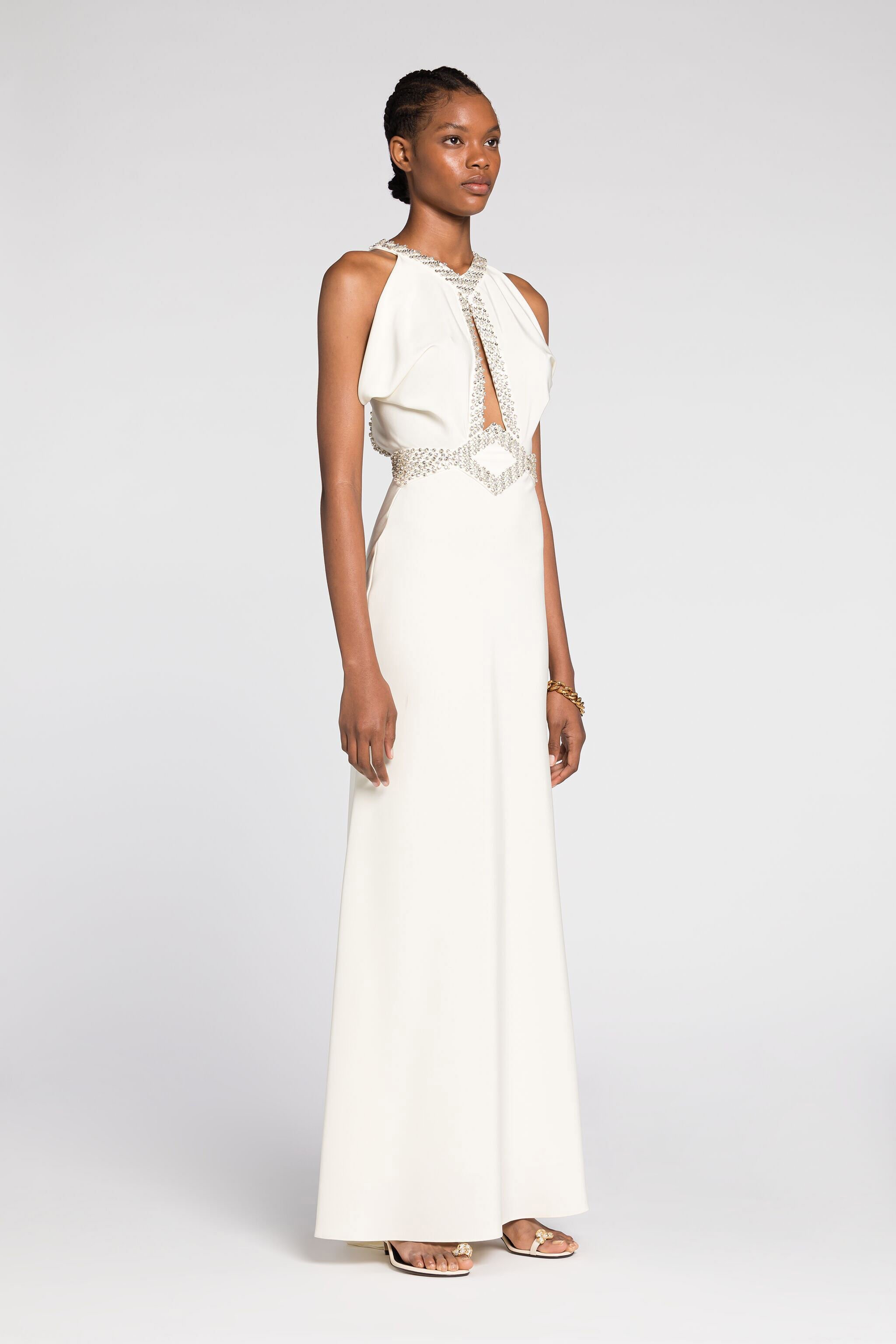 RC Crystal-embellished mermaid dress Bianco QKR199-SE048