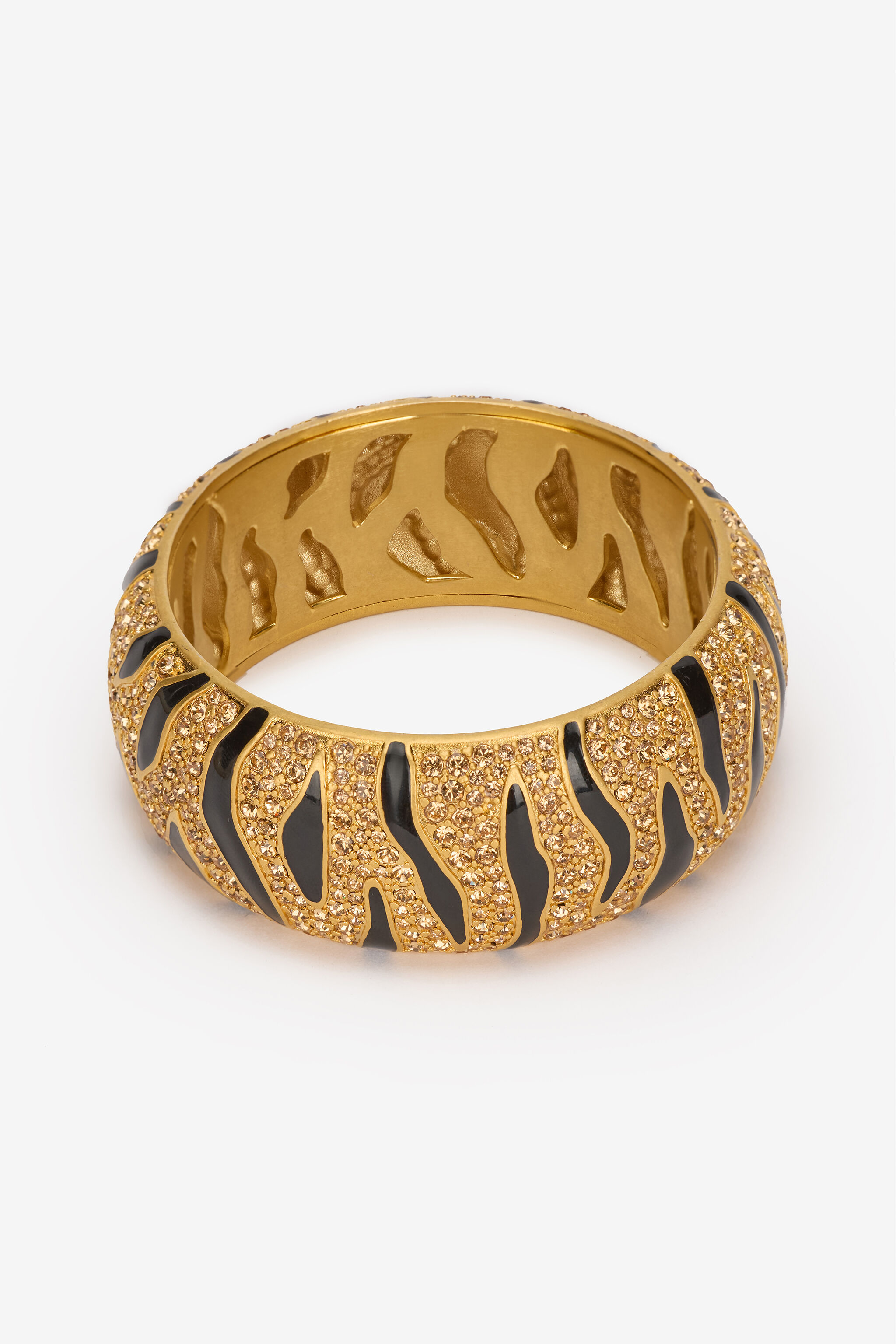 RC Cuff Bracelet with Crystals and Tiger Skin Pattern Gold VKG004-AM011