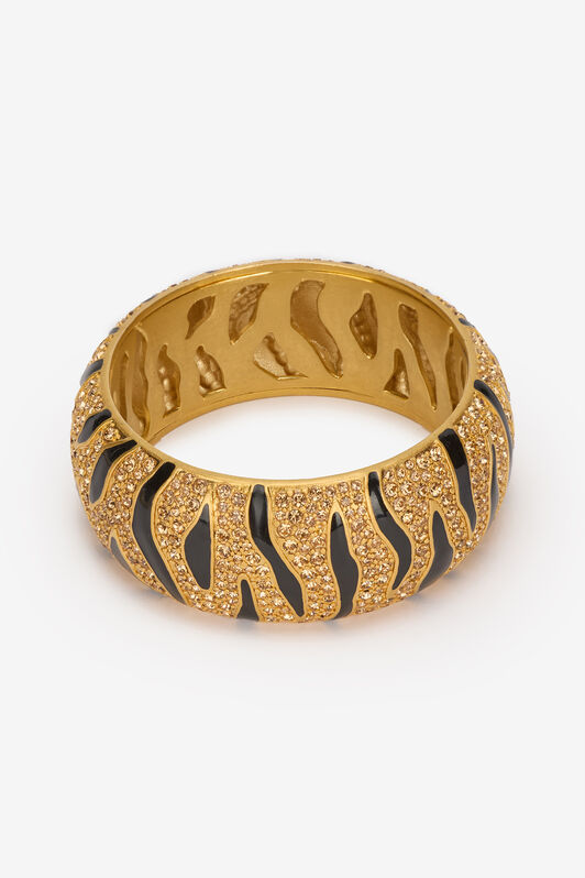 RC Cuff Bracelet with Crystals and Tiger Skin Pattern RC Cuff Bracelet with Crystals and Tiger Skin Pattern Gold VKG004-AM011