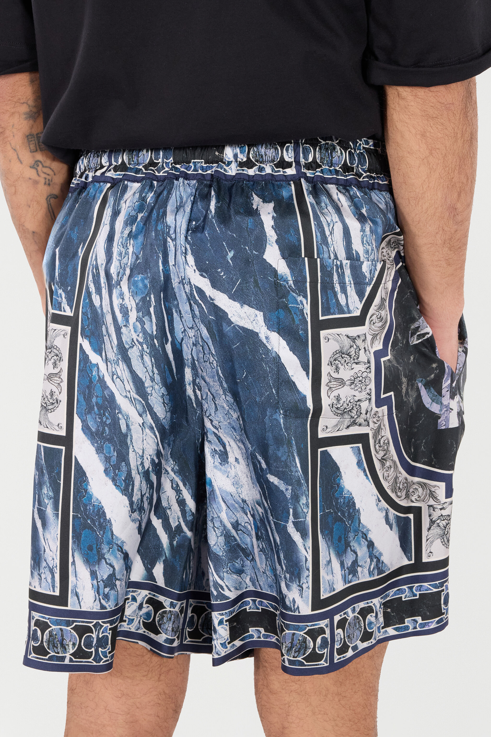 RC Pantalón Corto Con Estampado Marble Y Adornos Azul oscuro URT271-4QN64