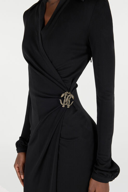 RC Midi Dress with Mirror Snake Monogram Black VQT108-JE034