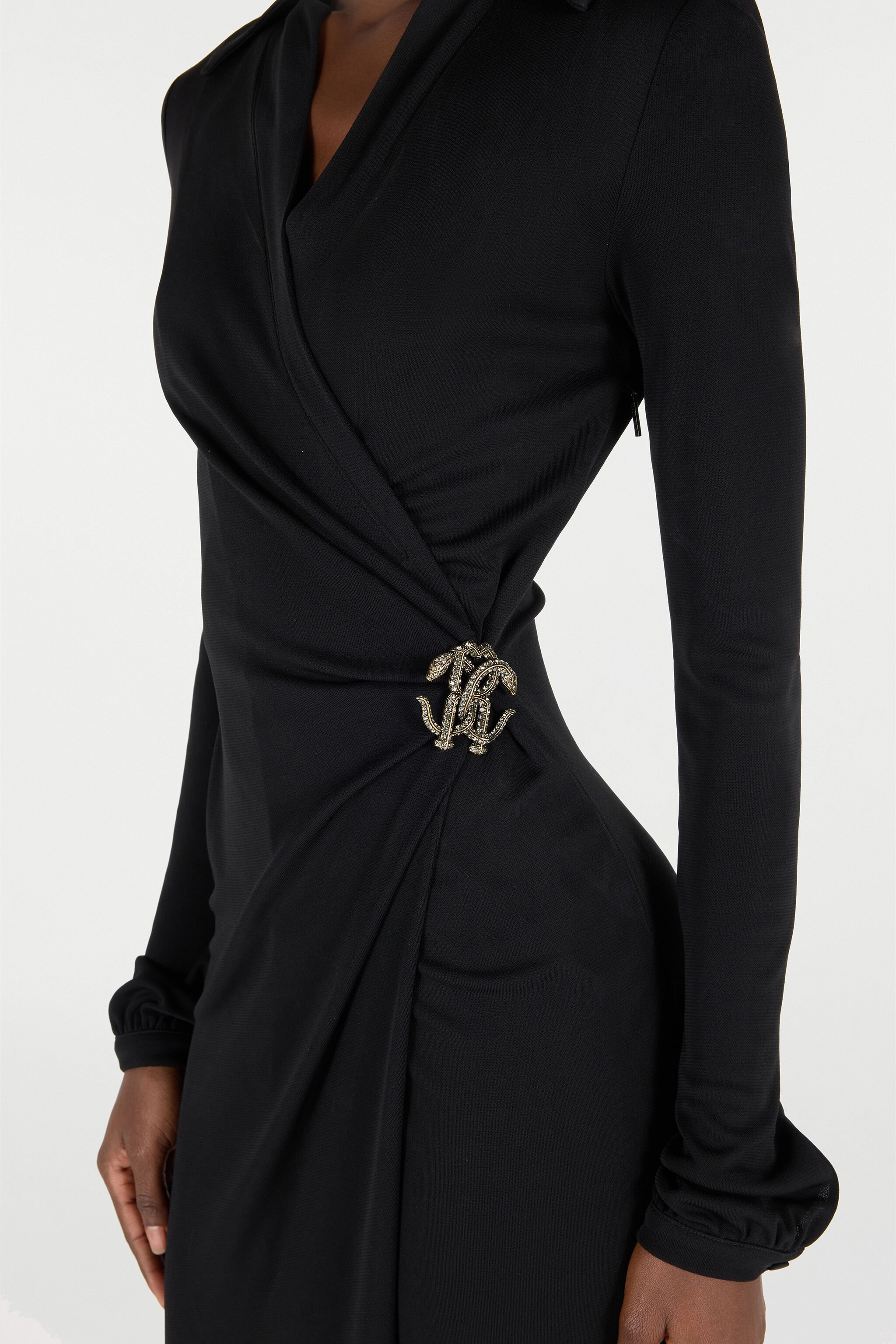 RC Midi Dress with Mirror Snake Monogram Black VQT108-JE034