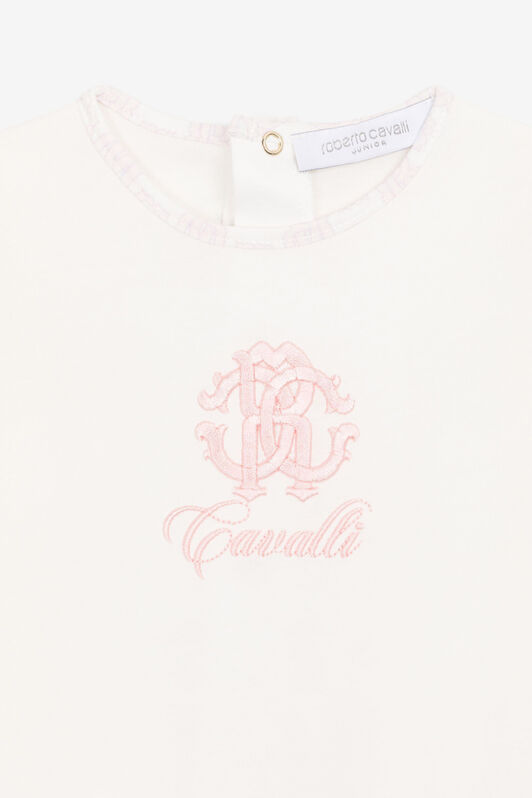 JU Conjunto para bebé con logotipo y Monograma RC bordados Rosa RJT849-JD001