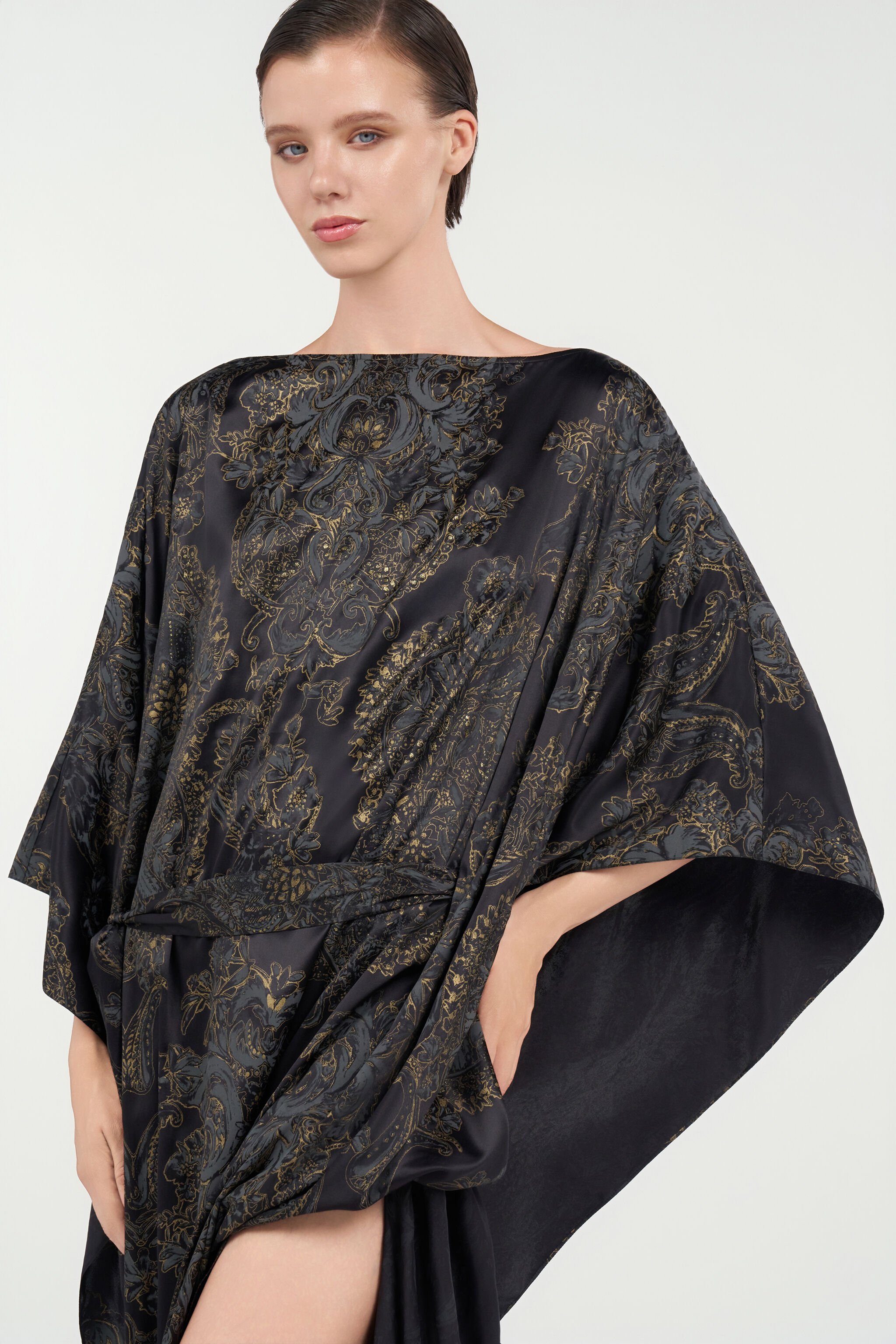 RC Ornamental Black Print Dress BLACK WKT180-SZR36