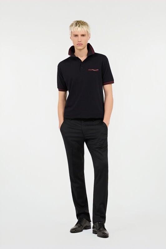RC Black Polo With Striped Trim RC Black Polo With Striped Trim BLACK ROT60G-KB003