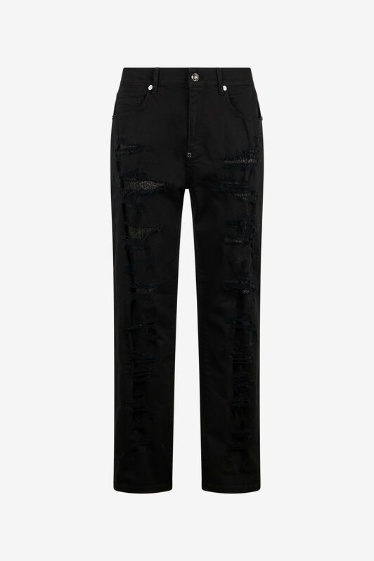 RC Black Distressed Jeans with Snake Inserts BLACK QOJ251-DLO03