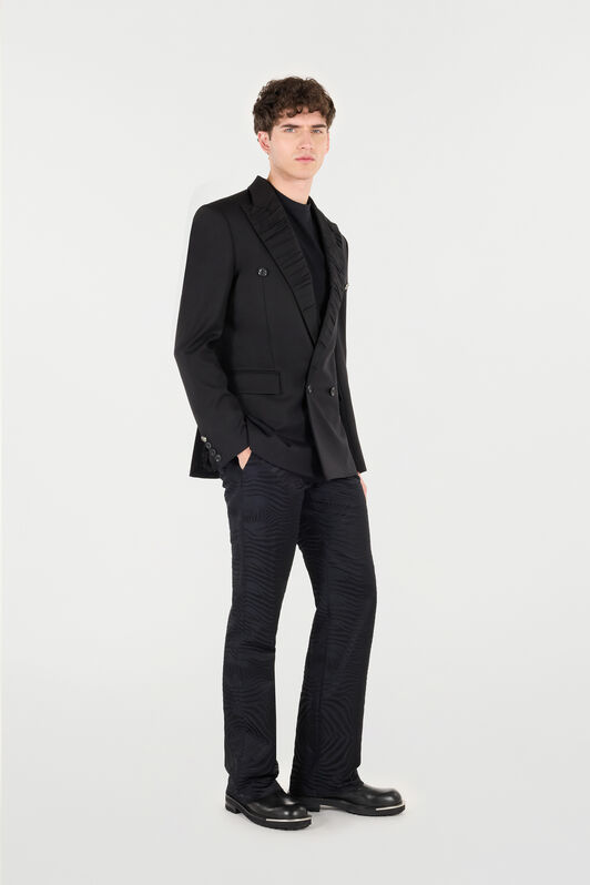 RC Double-Breasted Wool-Blend Blazer Black URT420-WP066