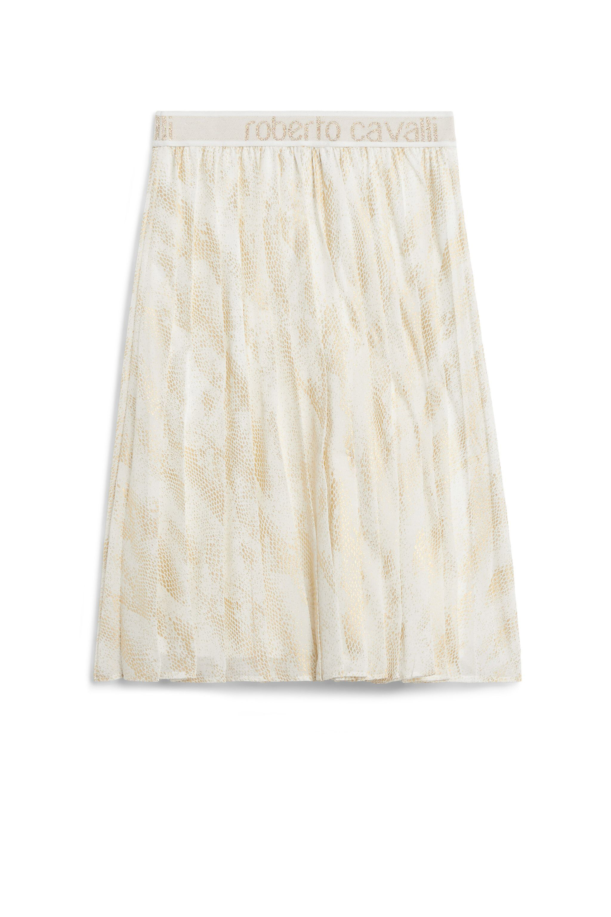 JU Lizard print pleated crepe skirt MILKY WHITE/GOLD JJT302-CTT06