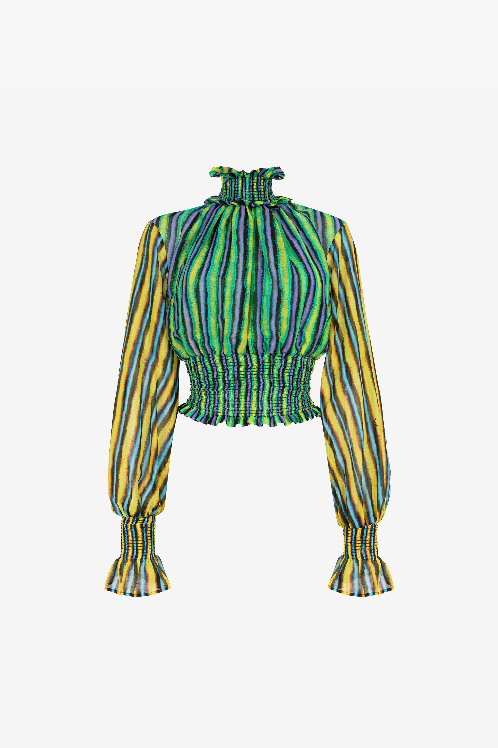 RC Baidera Print Silk Top VERDE QKT600-CDF55