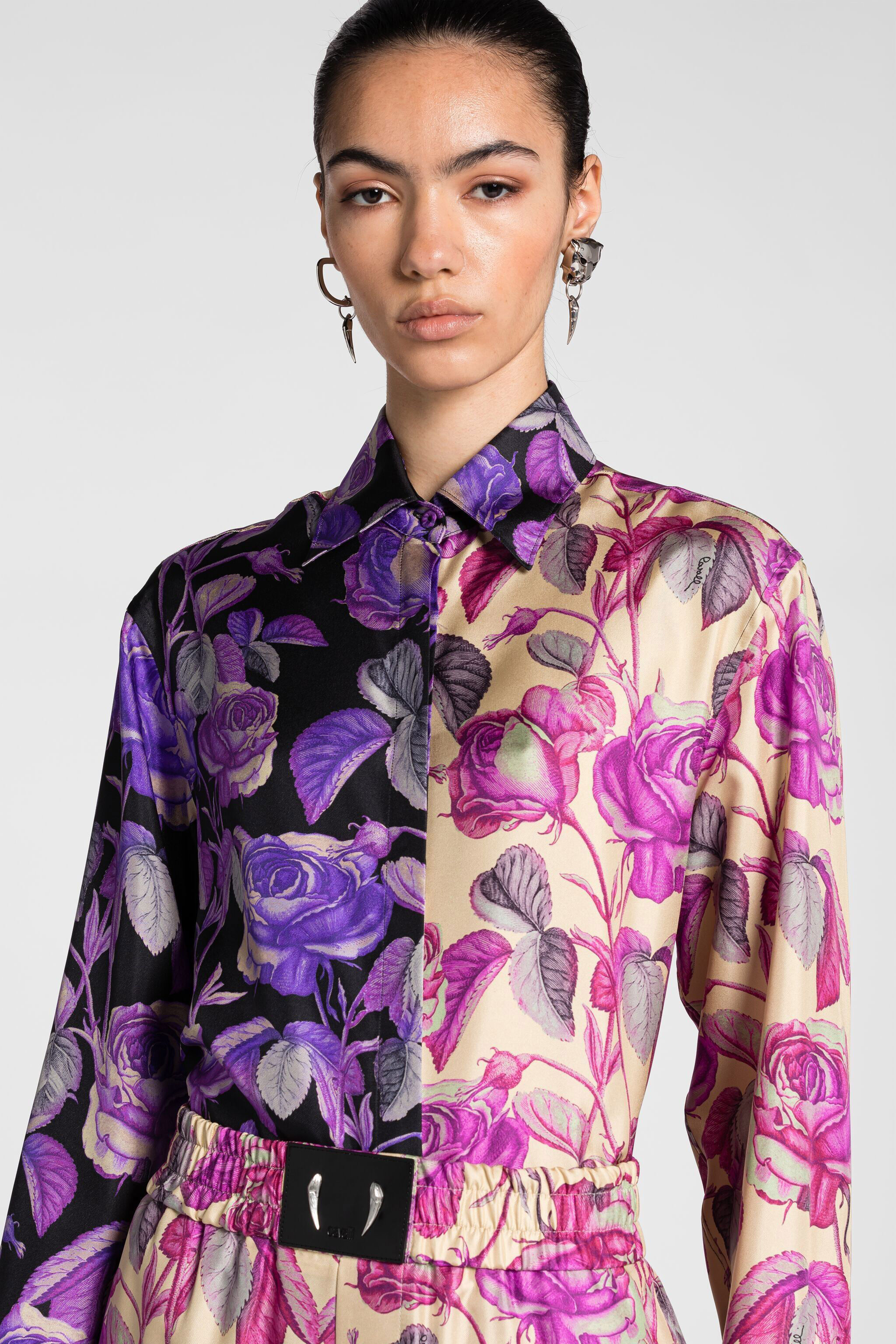 RC Rose-Print Silk Shirt ROSA CH./ROSA PQT704-4QF03
