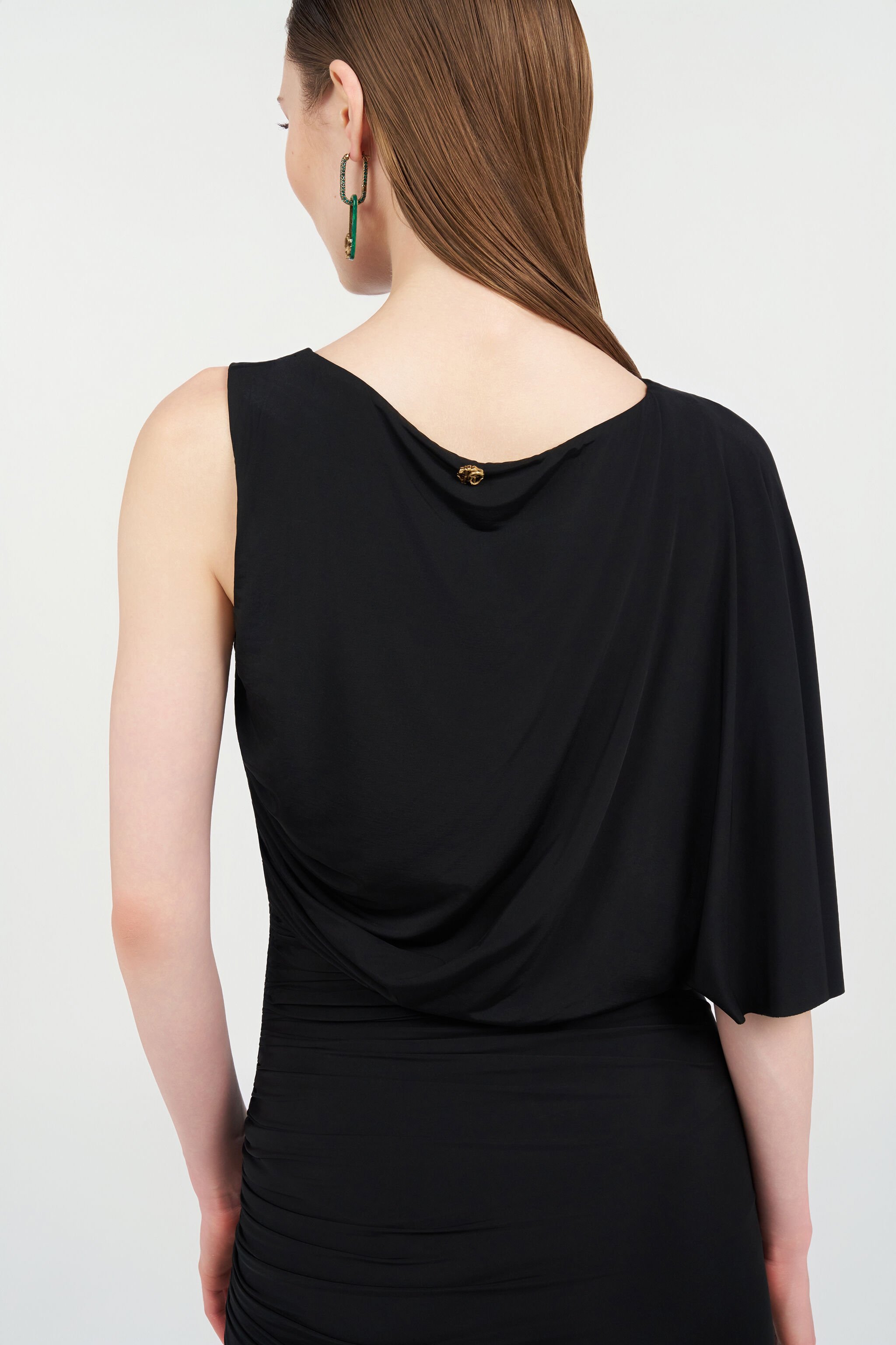 RC Asymmetric Draped Maxi Dress BLACK WKT144-LL006