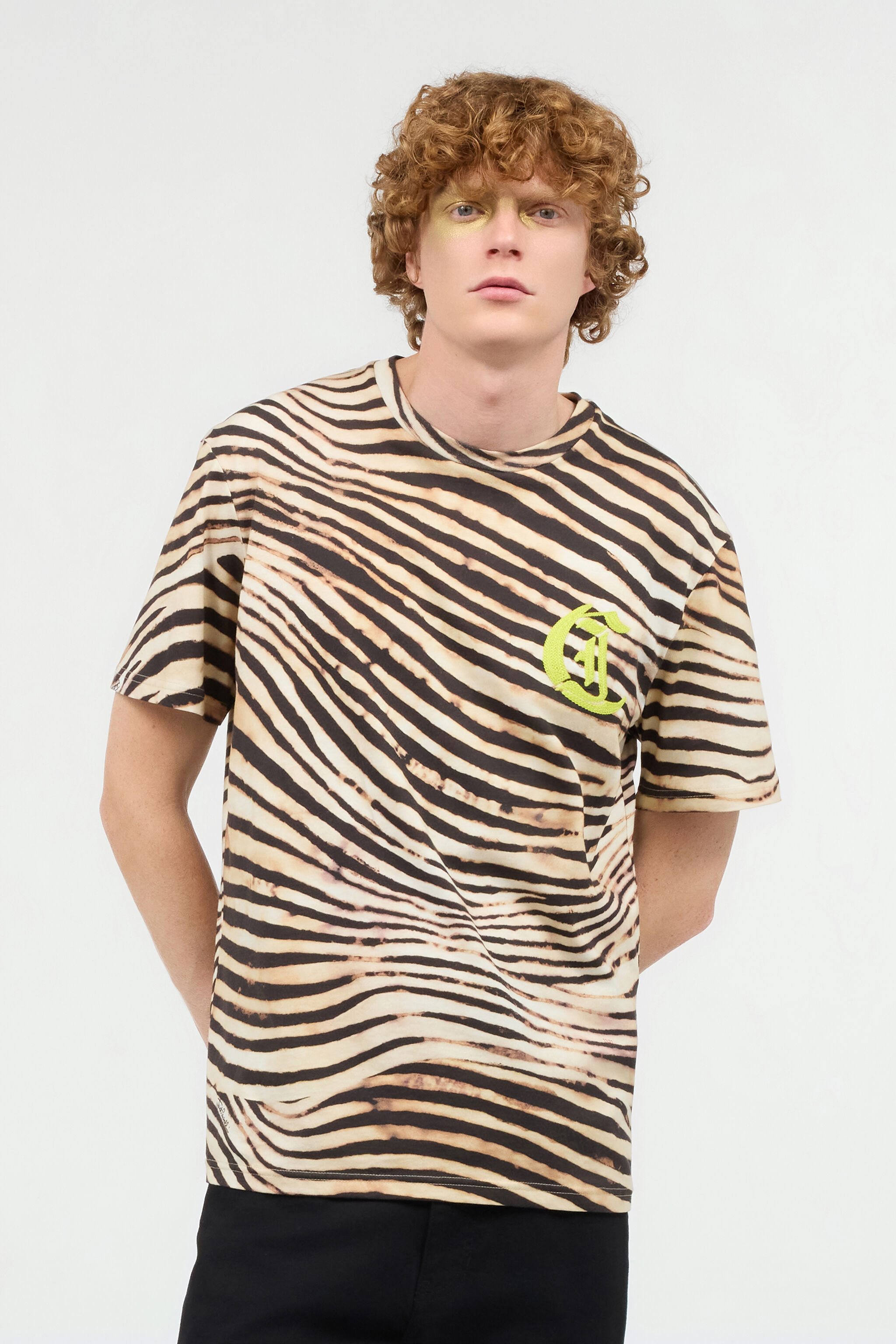 JC T-Shirt À Imprimé Jungle Et Monogramme Marron clair UFT042-UF062