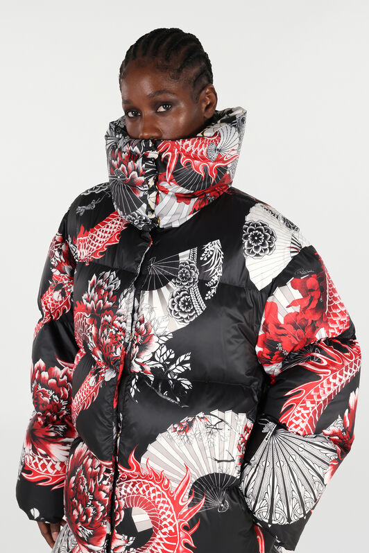 RC Puffer Jacket with All-Over Print and Removable Hem RC Puffer Jacket with All-Over Print and Removable Hem Black/Red VQT801-3FP75