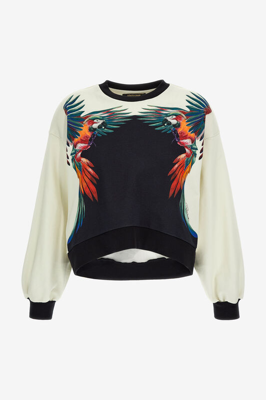 RC Parrot print sweatshirt Ivory/Black SKT68B-2OL28