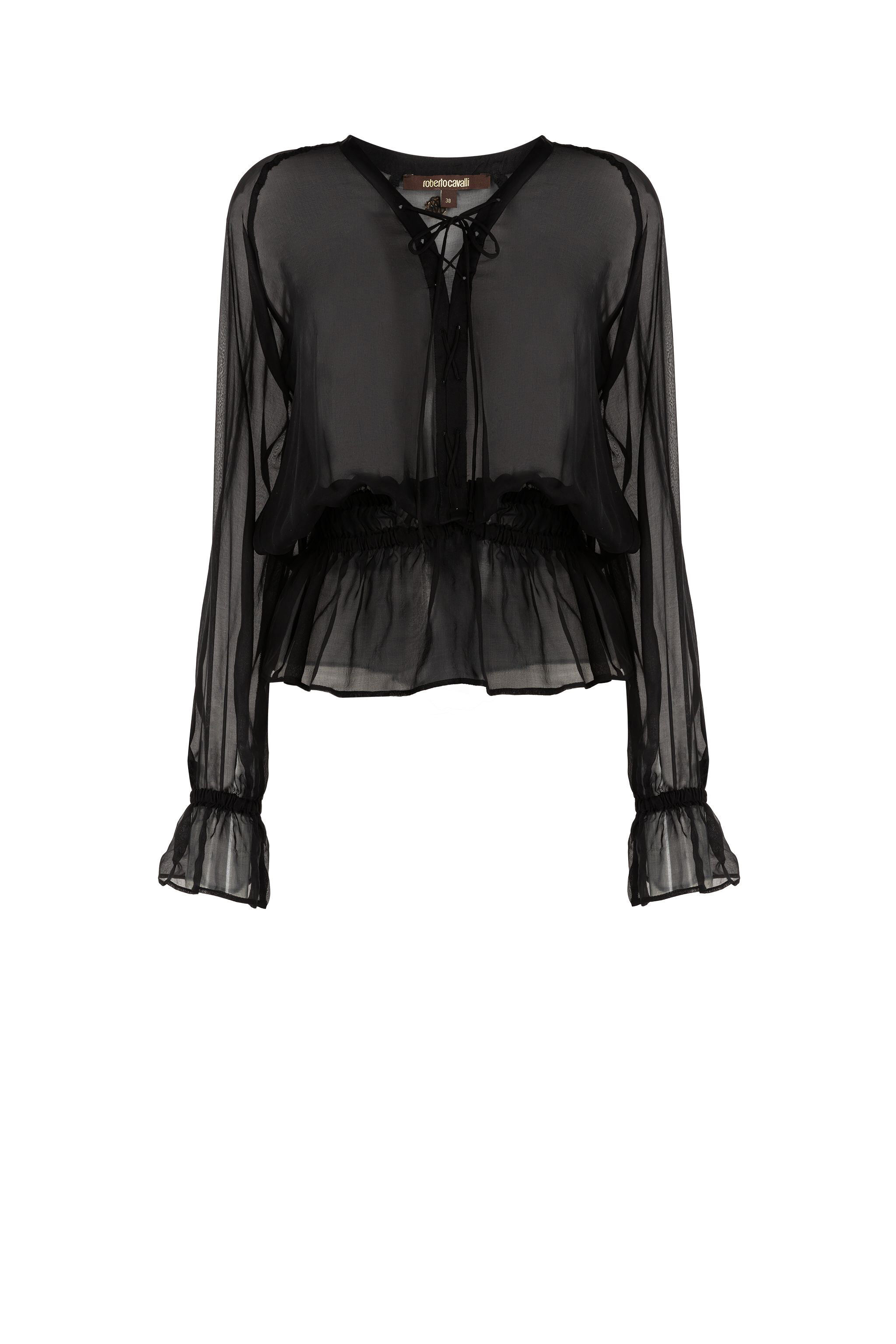 RC Tie-Front Silk Top Black FST712-CC003