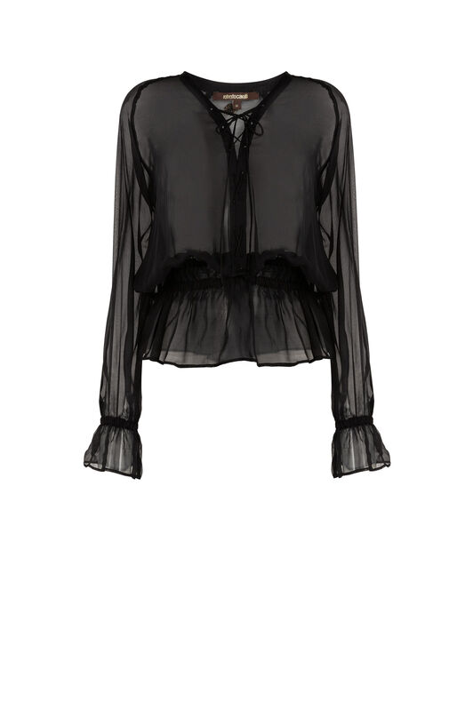 RC Tie-Front Silk Top RC Tie-Front Silk Top Black FST712-CC003