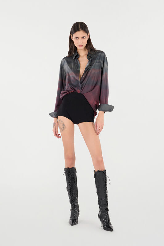 RC Silk Shirt with Garment-Dyed Effect RC Silk Shirt with Garment-Dyed Effect Black/Red VQT704-4QP69