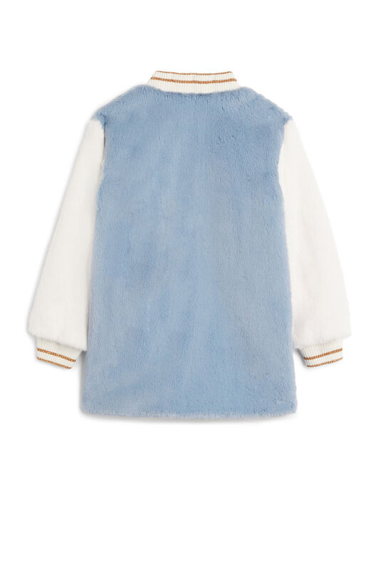 JU Eco faux fur varsity jacket SKY JJT405-FY050