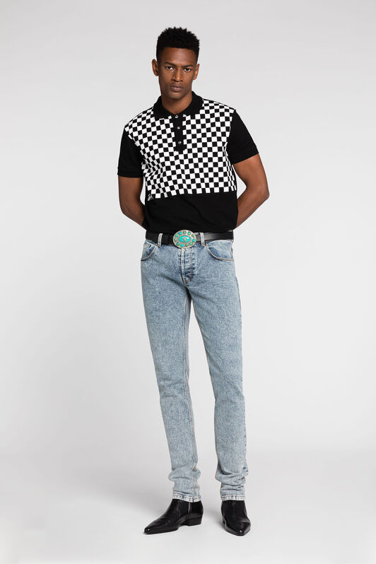 RC Mirror Snake-Embroidered Slim-Fit Jeans Light blue RRJ251-DS001