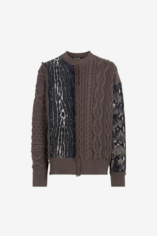 RC Maglione girocollo con dettaglio patchwork RC Maglione girocollo con dettaglio patchwork ANTRACITE PRM610-MZ100