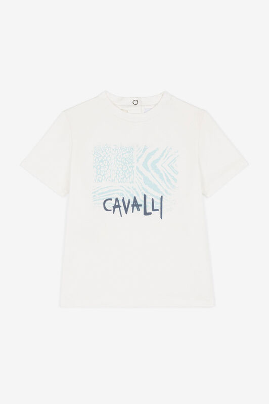 JU Camiseta con estampado Animalier Patchwork Azul claro OJT638-JV025