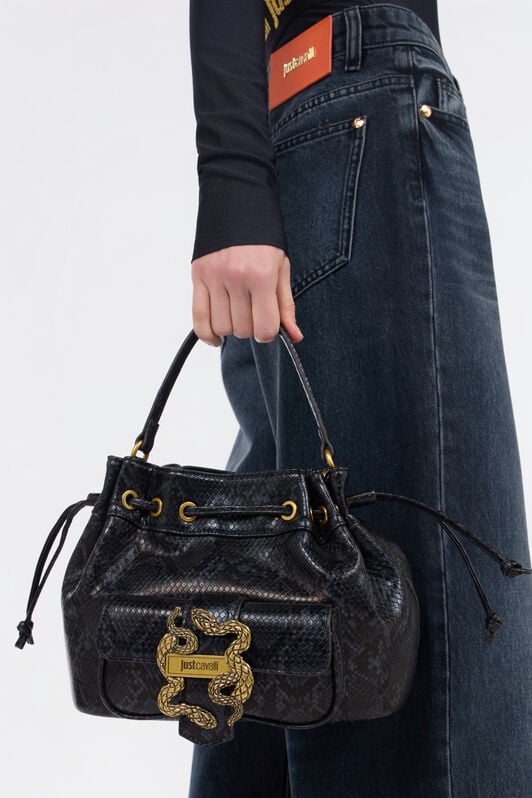 JC Black Handbag With Snake Detail JC Black Handbag With Snake Detail BLACK WFB095-WF425