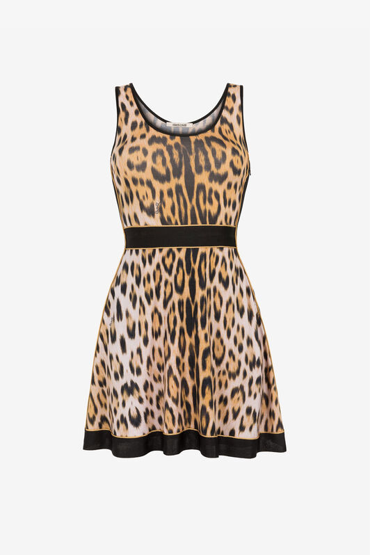 RC Leopard-print skater dress Light Brown QKM114-MG001