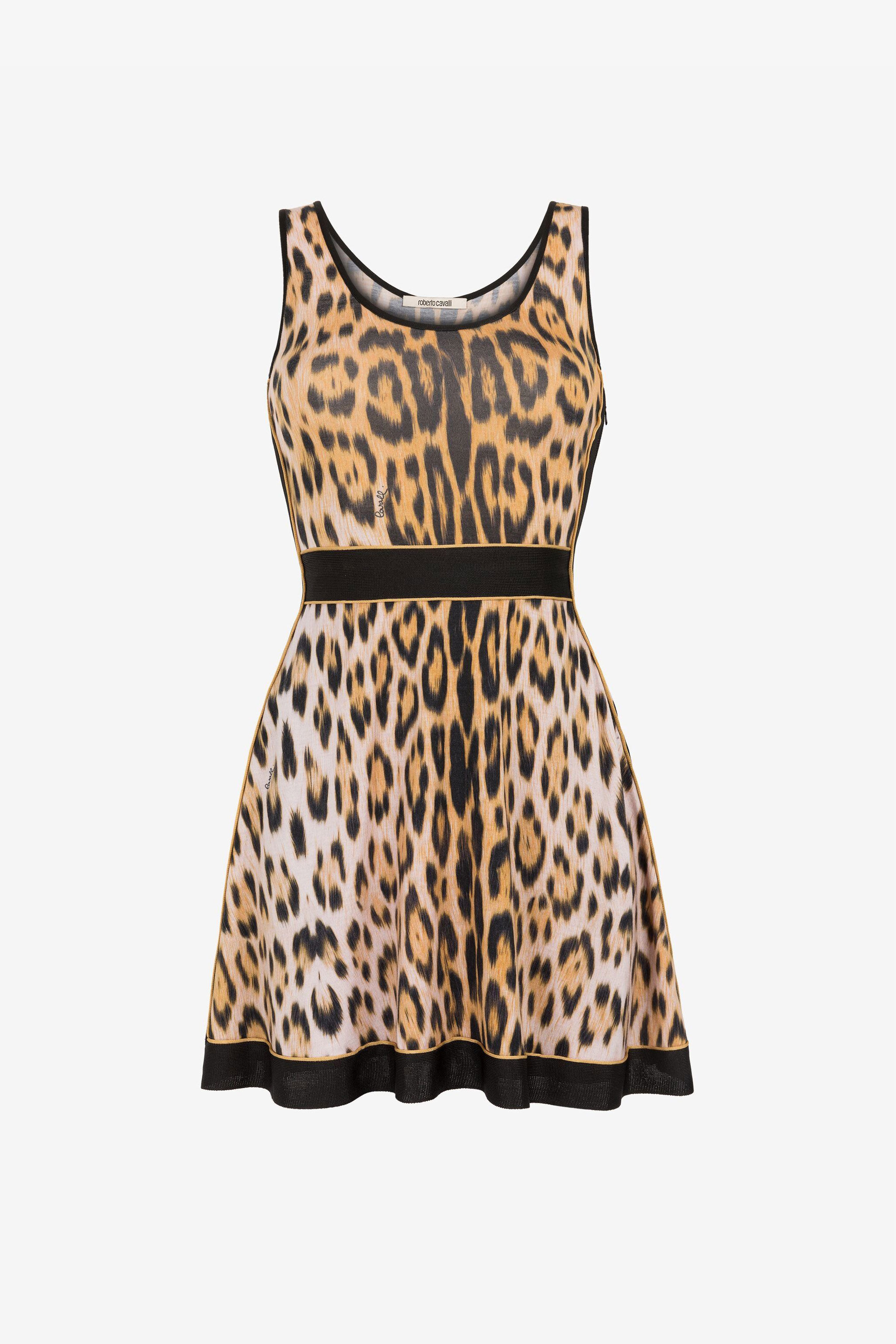 RC Leopard-print skater dress Light Brown QKM114-MG001