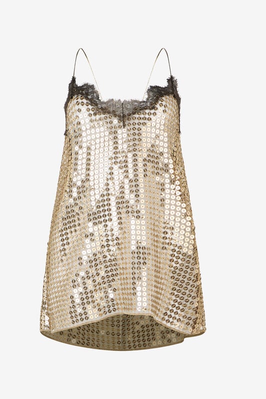 RC Top dorado con encaje y lentejuelas GOLD WWT607-TR007