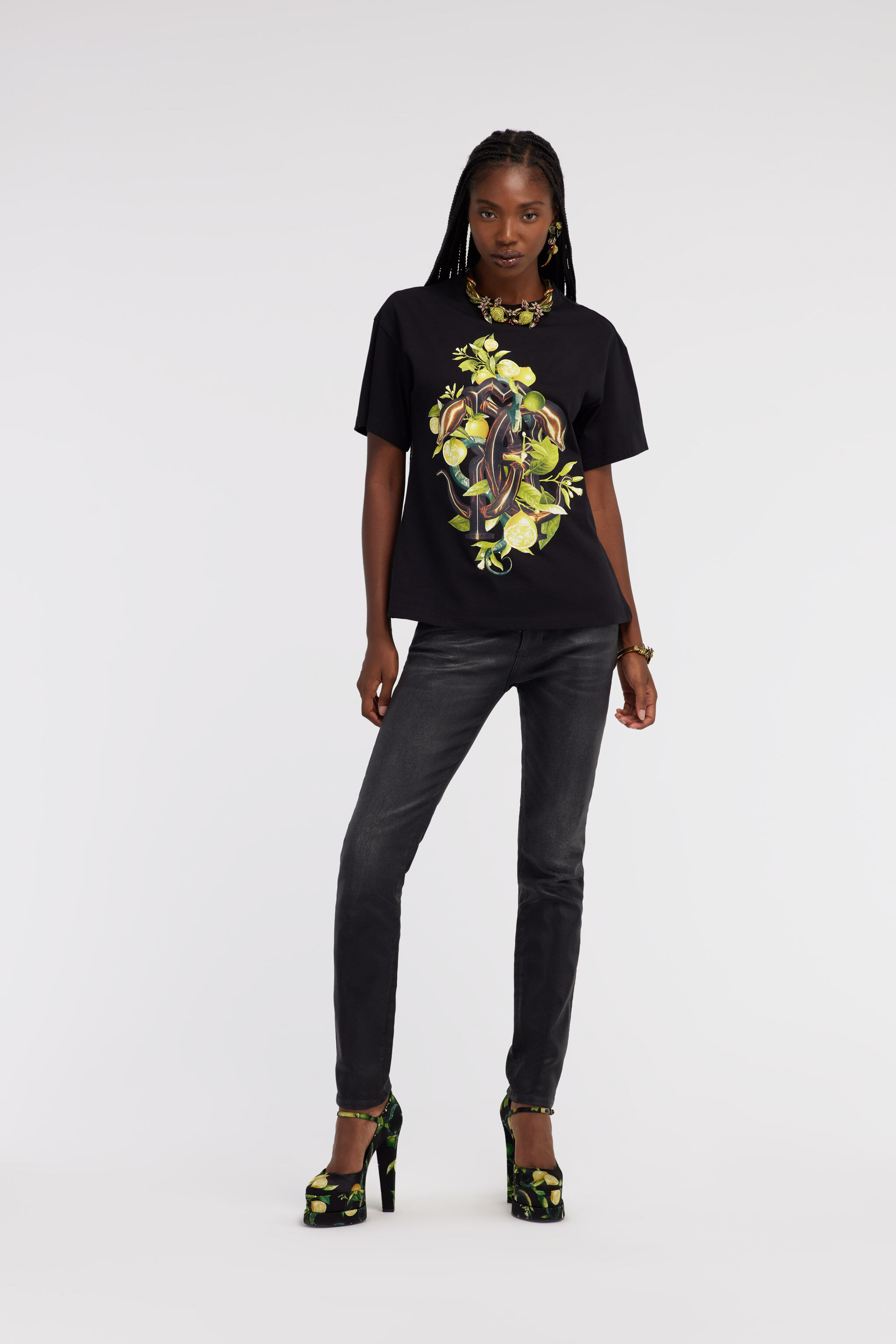 RC T-shirt con stampa Limoni e Snake Nero SKT61C-JD062