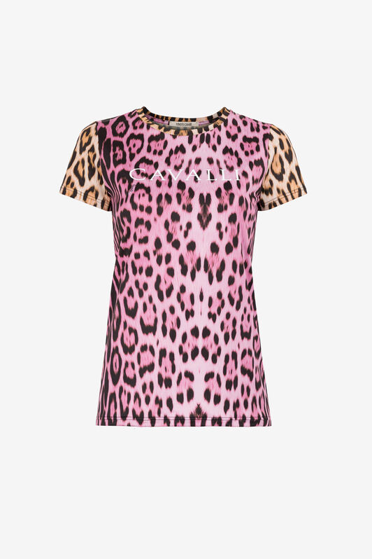 RC Leopard-print two-tone T-shirt RC Leopard-print two-tone T-shirt Fuchsia QKT60I-LNF53