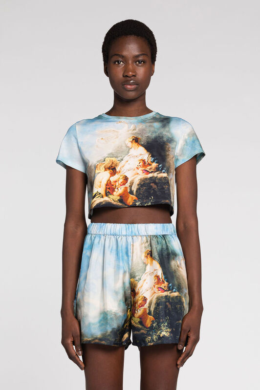 RC Cropped T-Shirt mit Malerei-Print RC Cropped T-Shirt mit Malerei-Print Hellblau RYT600-3PG38