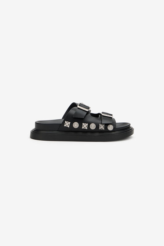 JC Sandale en cuir avec ornements JC Sandale en cuir avec ornements BLACK WFS109-WF347