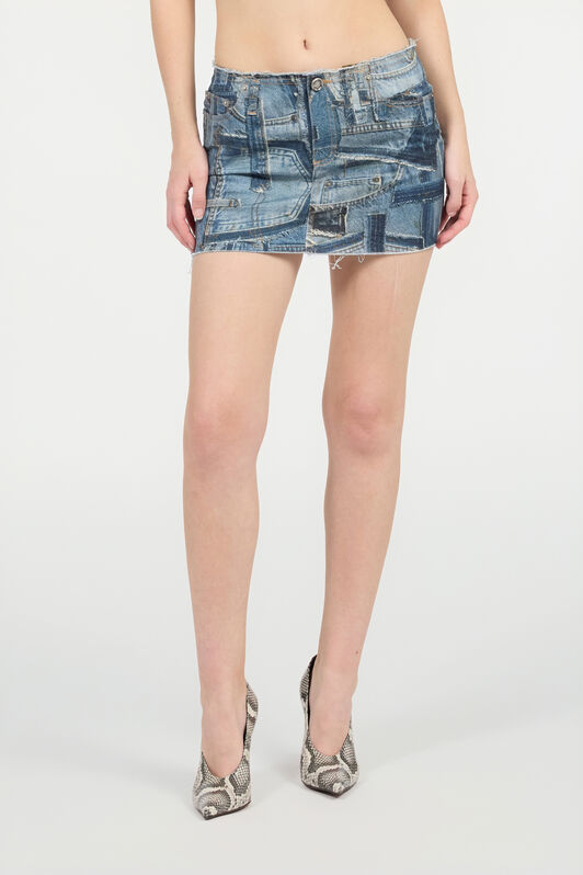 RC Patchwork Capsule Collection Denim Mini Skirt Blue UWJ350-DS001