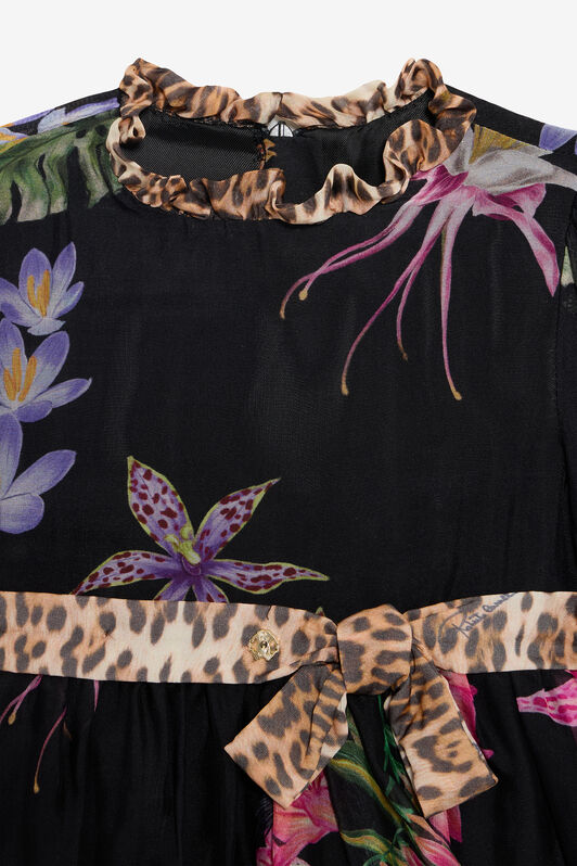 JU Abito In Misto Seta Con Stampa Tropicale BLACK VJT113-2NP32