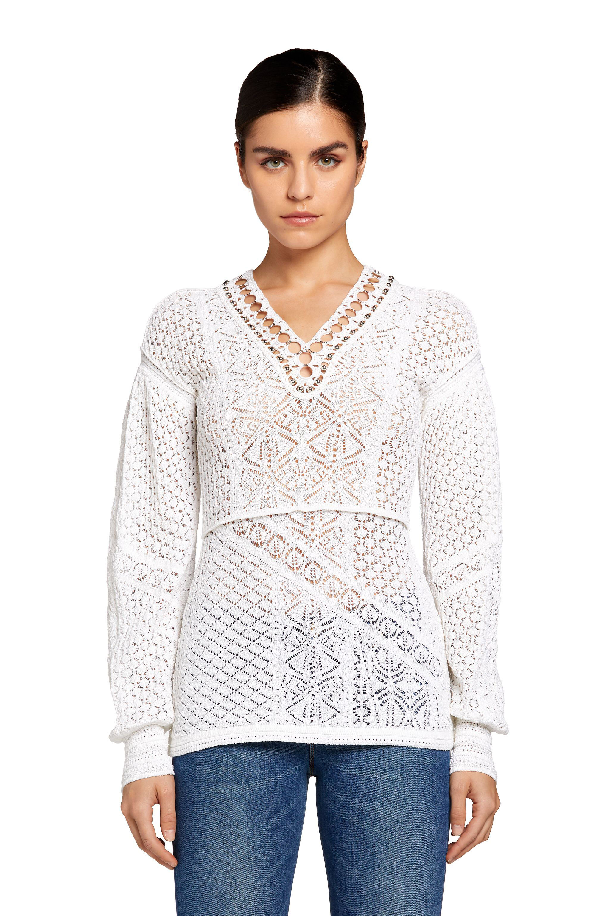 RC Crochet-Knit Top Bianco JQM600-MR001