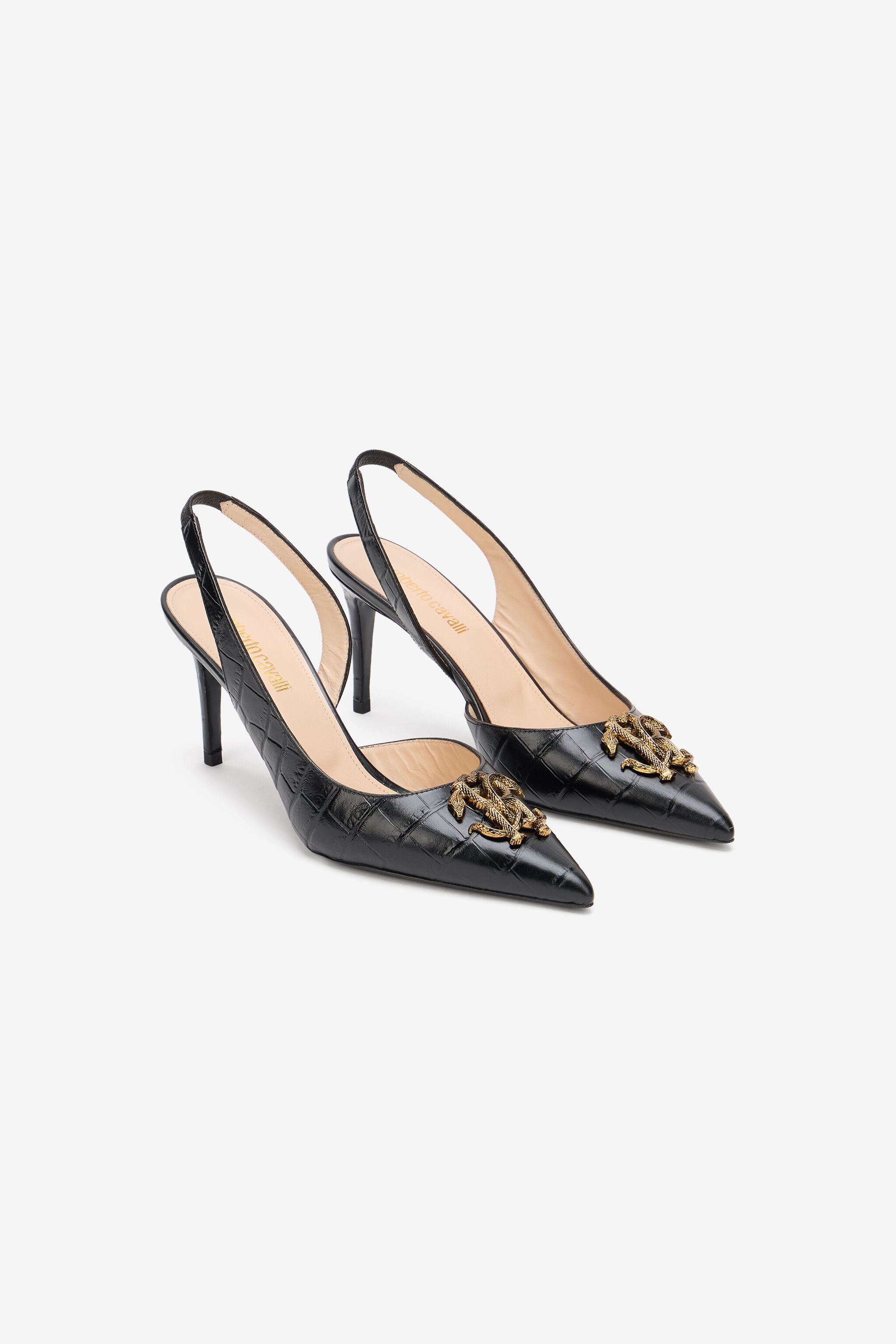 RC Chaussures Slingback à Imprimé Effet Croco BLACK SOS00R-PZ004