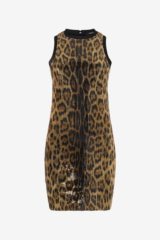 RC Sequin Mini Dress with Animal Print NATURAL WKT170-VXQ71