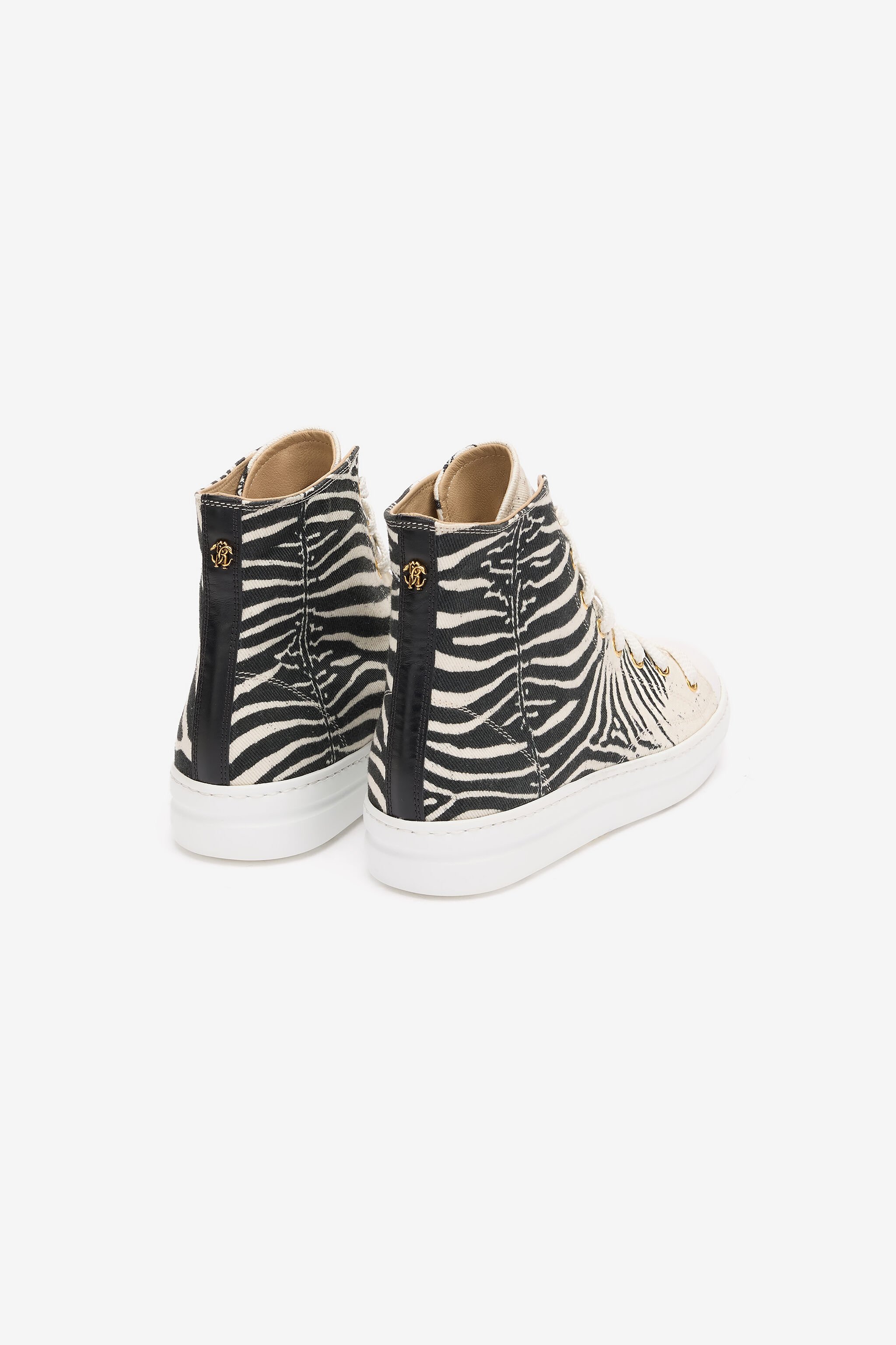 RC High-Top Sneakers With Zebra Print Black/White UKS040-SMC77