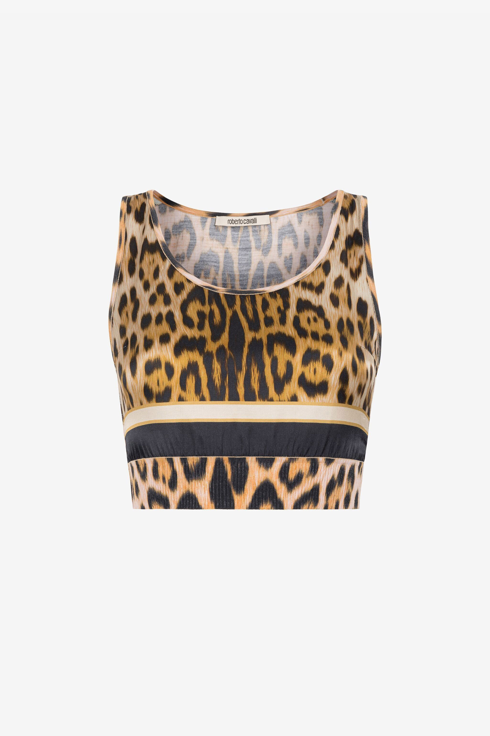RC Leopard-print cropped top Marrón claro QKM605-MH001