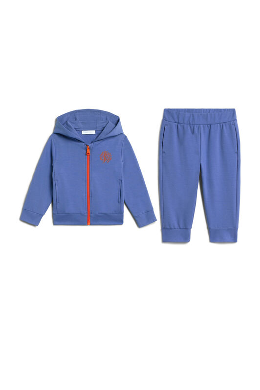 JU Blauer Jogginganzug mit Logo-Stickerei DENIM/ORANGE IJT990-CF042