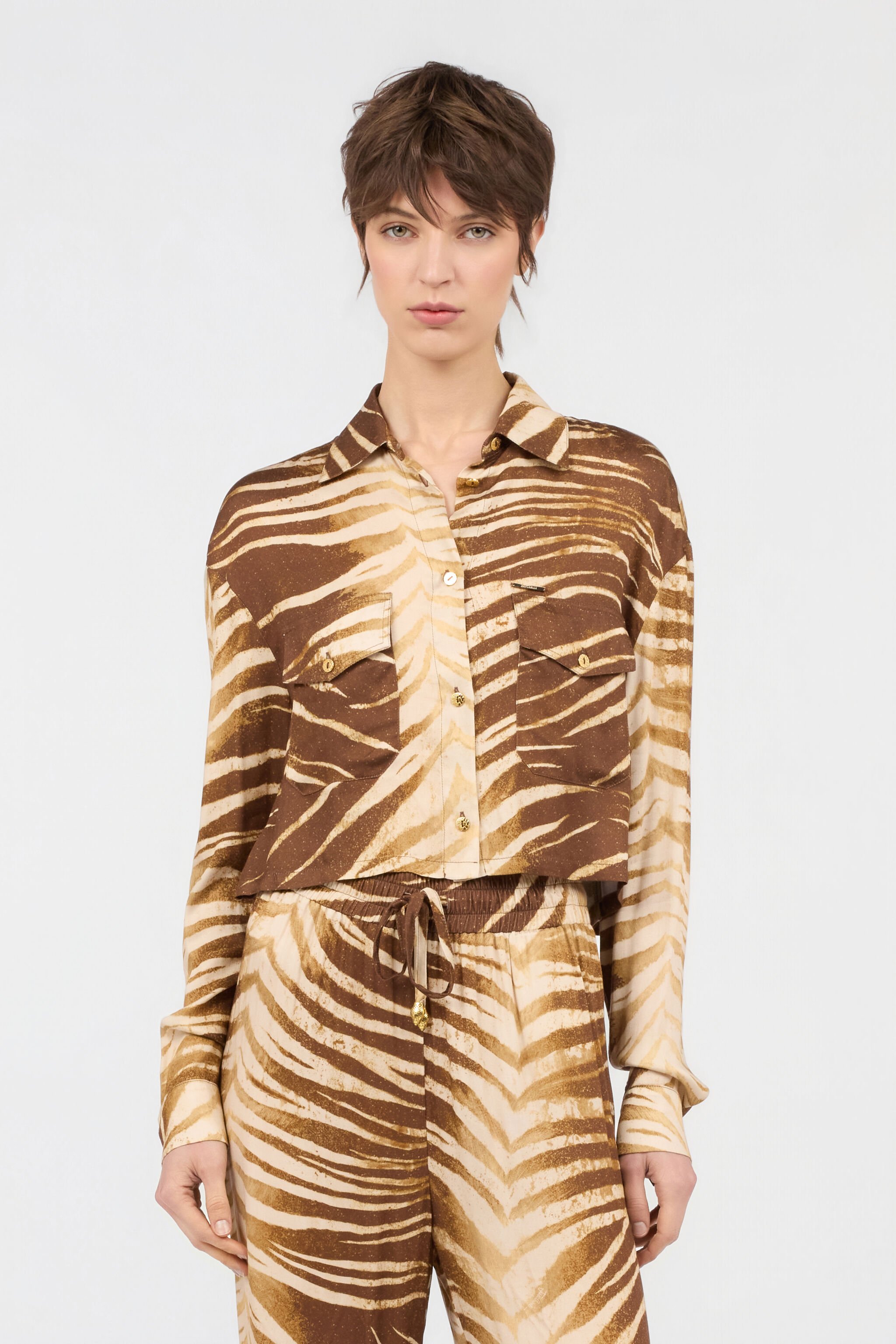 JC Natural Barb Print Shirt SABBIA WFT251-WF649